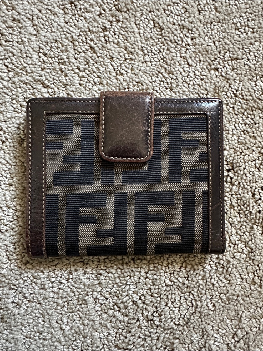 Fendi Brown and Black Zucca Logo Bifold Wallet